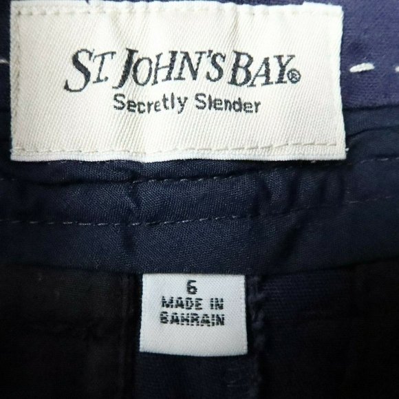 ST JOHN'S BAY Pants Women's Straight Leg Crop Stretch Med Rise Solid Blue 6 - Picture 2 of 11